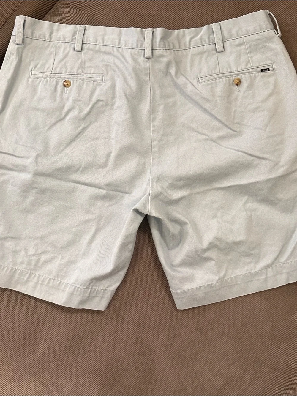 POLO Ralph Lauren Classic Fit Chino Shorts Sky Blue Cotton Solid Flat Front 40